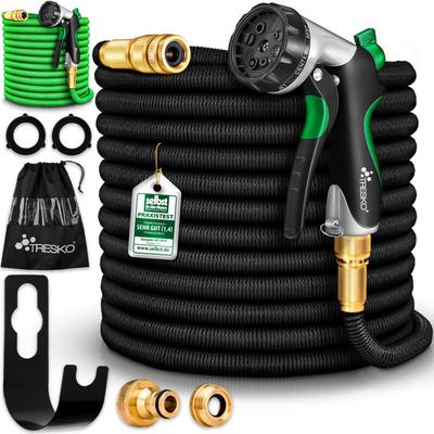 Premium Gartenschlauch Flexibler Wasserschlauch dehnbarer Flexischlauch Schwarz 22,5m - Schwarz