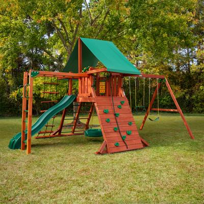 Gorilla Playsets Sun Valley II Wood Swing Set with Monkey Bars - Redwood