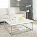 SAFAVIEH Malone White/Chrome High Gloss Coffee Table - 35.4" W x 35.4" D x 15.7" H