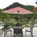 9FT Blue/Red Stripes Patio Umbrella for Garden,Backyard,UV Resistant