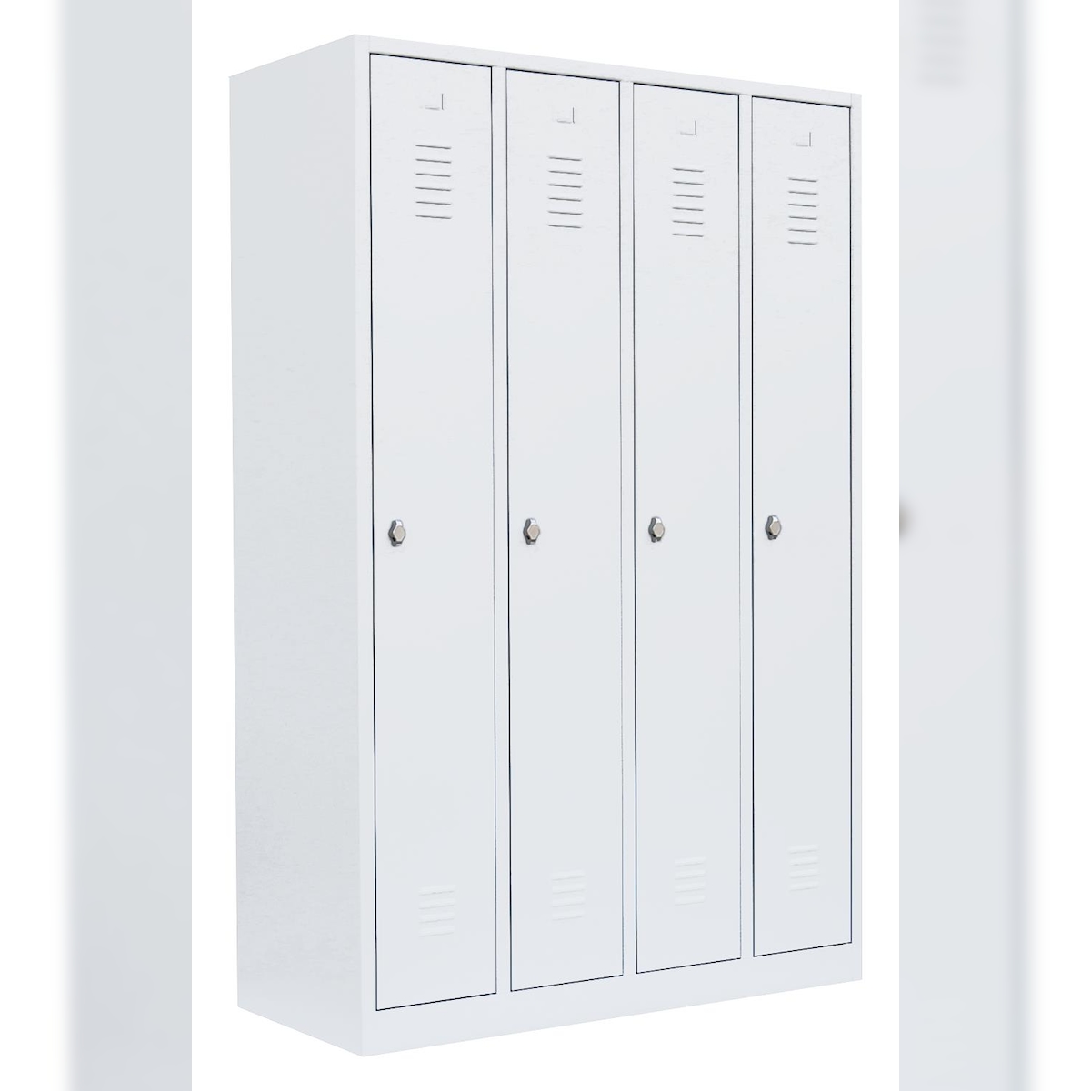 Lüllmann 4er Spind Garderobenschrank Kleiderspind 1800 x 1170 x 500 mm Weiß 510147 Image