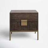 AllModern Zachary 2 - Drawer Nightstand Wood/Metal in Brown | 24.5 H x 25.5 W x 17.75 D in | Wayfair AB058E2892F1469CB714008433BD879B