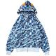 Shark Ape Bape Camo Hoodie Print Cotton Embroidery Teenage Hip-Hop Funny Tops Full Zipper Jacket For Men Women (XL,8-Blue)