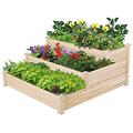 Yaheetech 3 Tier Raised Garden Bed Wooden Plant Raised Bed Elevated Planter Box Kit for Flowers/Vegetables/Herbs,120 x 120 x 56cm