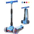 LOL-FUN 3 Wheel Scooter for Kids Ages 3-12 Years Old Boy Girl with 4 Adjustable Height, Extra-Wide Childrens Foldable Kick Scooter Kids Ages 6-12 with Lean-to-Steer and LED Flashing Wheels