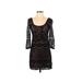 H&M Casual Dress - Sheath Scoop Neck 3/4 Sleeve: Black Print Dresses - Women's Size Small