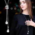 Collier de perles simulées pour la salle pull long en cristal accessoires JOVintage collier de