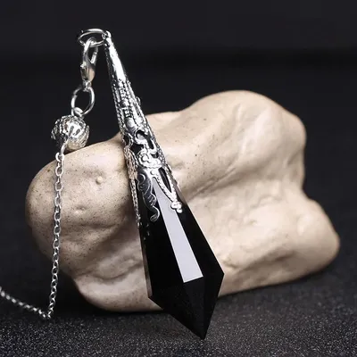 Pendules en obsidienne noire naturelle pour radiesthésie chakra Reiki collier de cristaux de