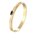 Bracelet ovale en émail noir pour Femme chaîne bilatérale en acier inoxydable couleur or bijoux