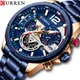 Istro REN-Montres-bracelets chronographes à quartz pour hommes horloge en acier inoxydable montre