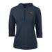 Women's Cutter & Buck Navy Texas Longhorns Virtue Eco Pique 3/4 Sleeve Half-Zip Pullover Hoodie