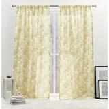 Nicole Miller New York Dara Light Filtering, Semi Sheer Rod Pocket Curtain Panels Polyester in Yellow/Brown | 96 H in | Wayfair YB013635DSNME1 A152