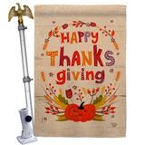 Ornament Collection Thanksgiving 2-Sided Polyester 40 x 28 in. Flag Set in Brown/Orange/Red | 40 H x 28 W in | Wayfair