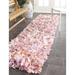 Pink/White 27 x 1.5 in Area Rug - Bungalow Rose Godsey Geometric Handmade Shag Area Rug Polyester | 27 W x 1.5 D in | Wayfair BNRS3437 37502436