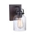 Breakwater Bay Ojai 1 - Light Dimmable Armed Sconce Glass/Metal in Blue/Black | 9.5 H x 5 W x 6.88 D in | Wayfair 51CED698B6F94B21801B4920DA434F09