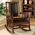 Kincheloe Rocking Chair Solid + Manufactured Wood/Faux Leather/Wood in Brown Laurel Foundry Modern Farmhouse® | 39 H x 29.5 W x 35.25 D in | Wayfair