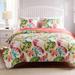 Bay Isle Home™ Monroe Street Coral/Green/Turquoise Reversible Quilt Set in Blue/Brown/Green | Twin Quilt + 1 Standard Sham | Wayfair