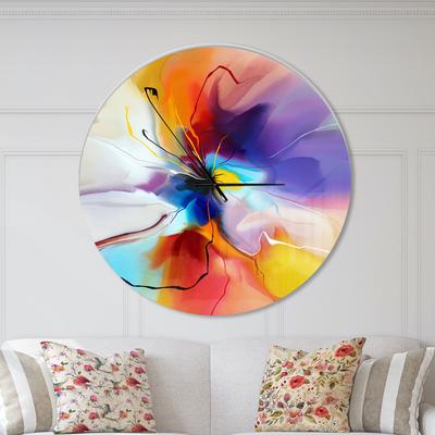 Creative Flower In Multiple Colors Farmhouse Wall Clock by Designart in Multi