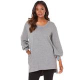 Plus Size Women's Blouson Sleeve High-Low Sweatshirt by Roaman's in Medium Heather Grey (Size 30/32)