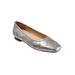 Women's Hanny Flat by Trotters in Pewter Metallic (Size 9 M)