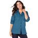 Plus Size Women's Frankie Big Shirt by Roaman's in Blue Plaid (Size 30 W)