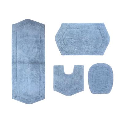 Waterford 4-Pc. Set Bath Rug Collection With Lid Cover by Home Weavers Inc in Blue