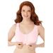 Plus Size Women's Wireless Cotton Snap Front Bra by Comfort Choice in Shell Pink (Size 38 DD)