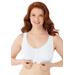 Plus Size Women's Wireless Cotton Snap Front Bra by Comfort Choice in White (Size 42 B)