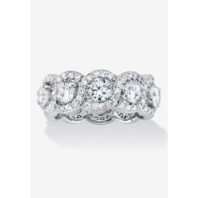 Platinum over Sterling Silver Cubic Zirconia Halo Eternity Bridal Ring by PalmBeach Jewelry in Silver (Size 12)
