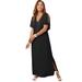 Plus Size Women's Stretch Knit Cold Shoulder Maxi Dress by Jessica London in Black (Size 34 W)