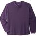 Men's Big & Tall Waffle-Knit Thermal Henley Tee by KingSize in Heather Dark Purple (Size XL) Long Underwear Top