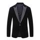 Shujin Mens Velvet Blazer Slim Fit One Button Formal Suits Coat Solid Blazer Business Jacket Blazers(Black,3XL)