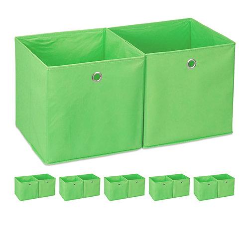 12 x Aufbewahrungsbox Stoff grün
