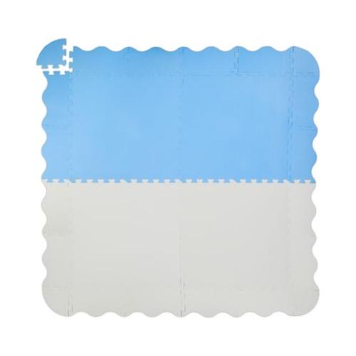 Puzzlematte mit Rand 120 x 120 cm blau