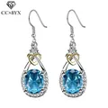 CC – boucles d'oreilles goutte d'eau en argent 925 bijoux en aiguille bleu CZ accessoires de