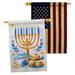 Angeleno Heritage Winter Yard 2-sided Polyester 2'4 x 3'4 ft. House Flag in Blue/Brown/White | 40 H x 28 W in | Wayfair