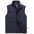 Mens Bodywarmer Gilet FLeece Lined Plush Waistcoat Windproof Stand-up Collar Casual Sleeveless Jackets Blue 2XL