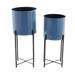 Juniper + Ivory CosmoLiving by Cosmopolitan Set of 2 24 In. x 10 In. Contemporary Planter Blue Iron - 97435