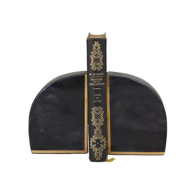 Juniper + Ivory CosmoLiving by Cosmopolitan Set of 2 6 In. x 4 In. Natural Bookends Black Marble - 89580