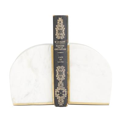 Juniper + Ivory CosmoLiving by Cosmopolitan 6 In. x 4 In. Natural Bookends White Marble - 89579