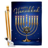 Angeleno Heritage Happy Hanukkah 2-Sided Polyster 40 x 28 in. Flag Set in Blue/Yellow | 40 H x 28 W in | Wayfair AH-HK-HS-137329-IP-BO-D-US20-AH