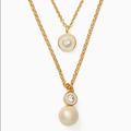 Kate Spade Jewelry | Kate Spade Pearly Delight Double Pendant Necklace | Color: Gold | Size: Os