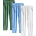 MoFiz Men's Plain Pyjama Lounge Pants Bottoms Soft Jersey Modal Long Pyjama Trousers Loungewear Sleepwear Bottoms (Green,Sky-Blue, White) Size S