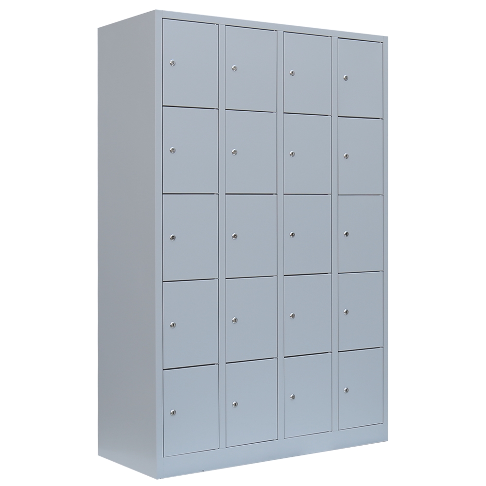 Lüllmann® Schließfachschrank, 4 Abteile, 20 Fächer, 1800 x 1170 x 500 mm, lichtgrau Image