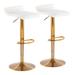 Ale Contemporary Adjustable Barstool in Gold Steel and Cream Velvet by LumiSource - Set of 2 - Lumisource BS-ALE AUVCR2