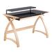 Bentley Mid-Century Modern Office Desk in Natural Wood and Black Glass by LumiSource - Lumisource OFD-BENTLEY NABK