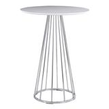 Canary Contemporary/Glam Counter Table in Chrome and White Wood by LumiSource - Lumisource T36-CANARY2 CHRMW