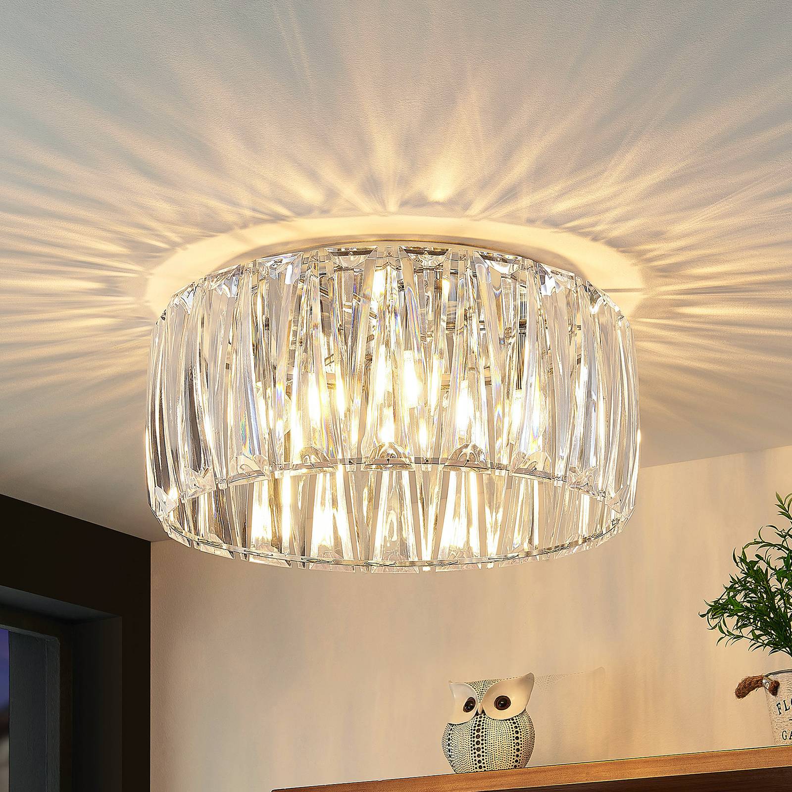 Deckenlampe Sofia Lindby, dimmbar, klar / transparent, für Wohn- / Esszimmer, Kunststoff, Modern, Deckenlampe