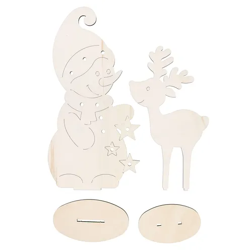 Figurines ""bonhomme de neige et renne"", 37 et 48 cm