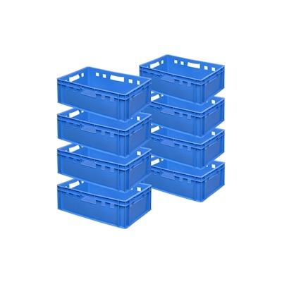 8x Fleischkasten / Eurobehälter E2, blau, LxBxH 600x400x200 mm